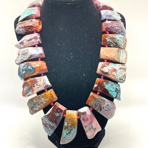 Iris & Lily Genuine Agate Chunky Stone Nugget 925 NWT Statement Necklace